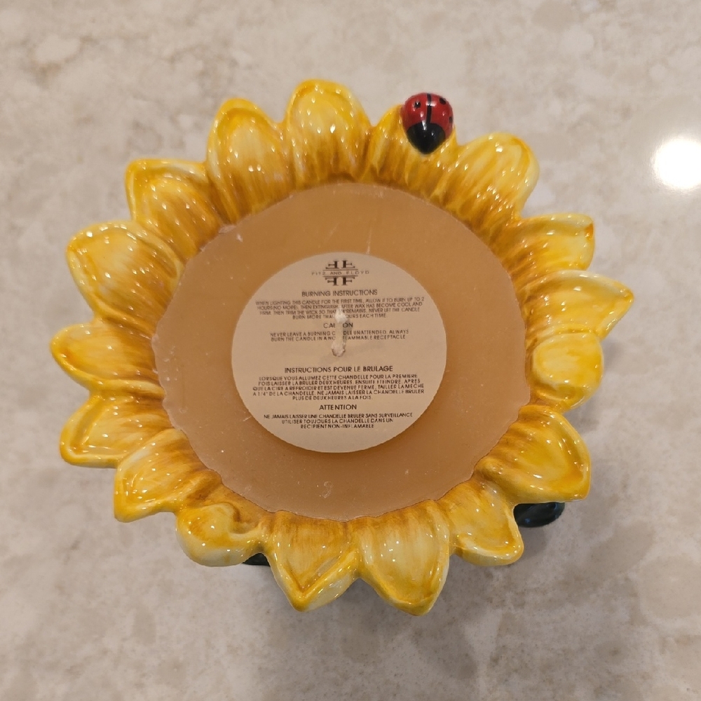 Fitz and Floyd Yellow Sunflower Candle Holder